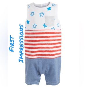 First Impressions Baby Boys Star and Stripes Cotton Sunsuit Size 0-3 Months NWT